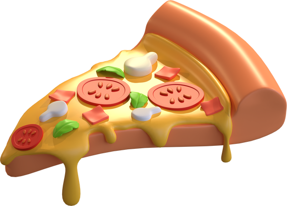 slice of pizza 3d fast food menu illustration